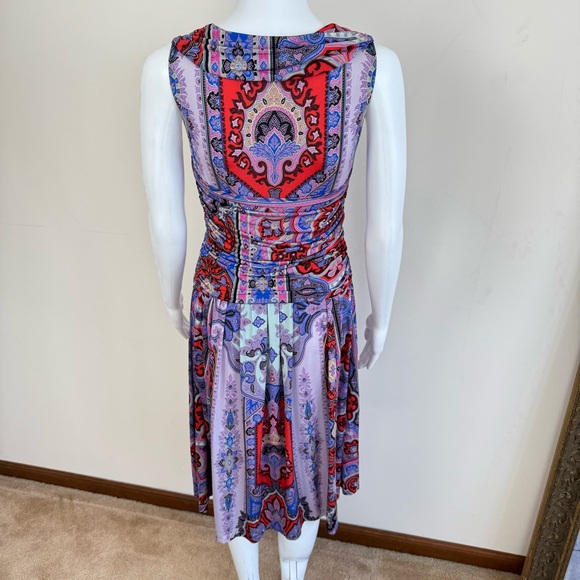 Etro Jersey Paisley Print Sleeveless Dress Multicolor Italy Nylon Sz 44 - Picture 11 of 13